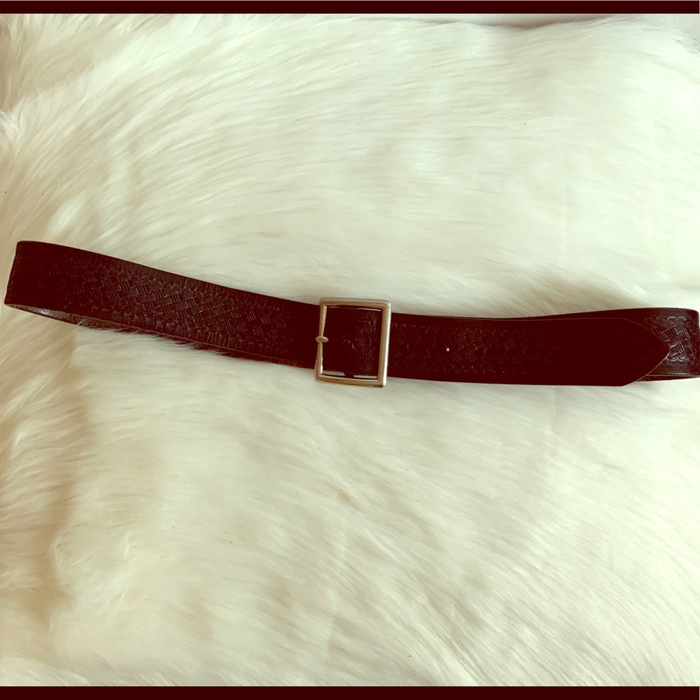 Men's Bandera Black Leather Belt Size 40 Silver Buckle